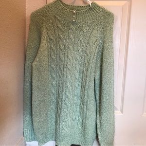 JENNIFER MOORE sweater green with pearls on neck size Large